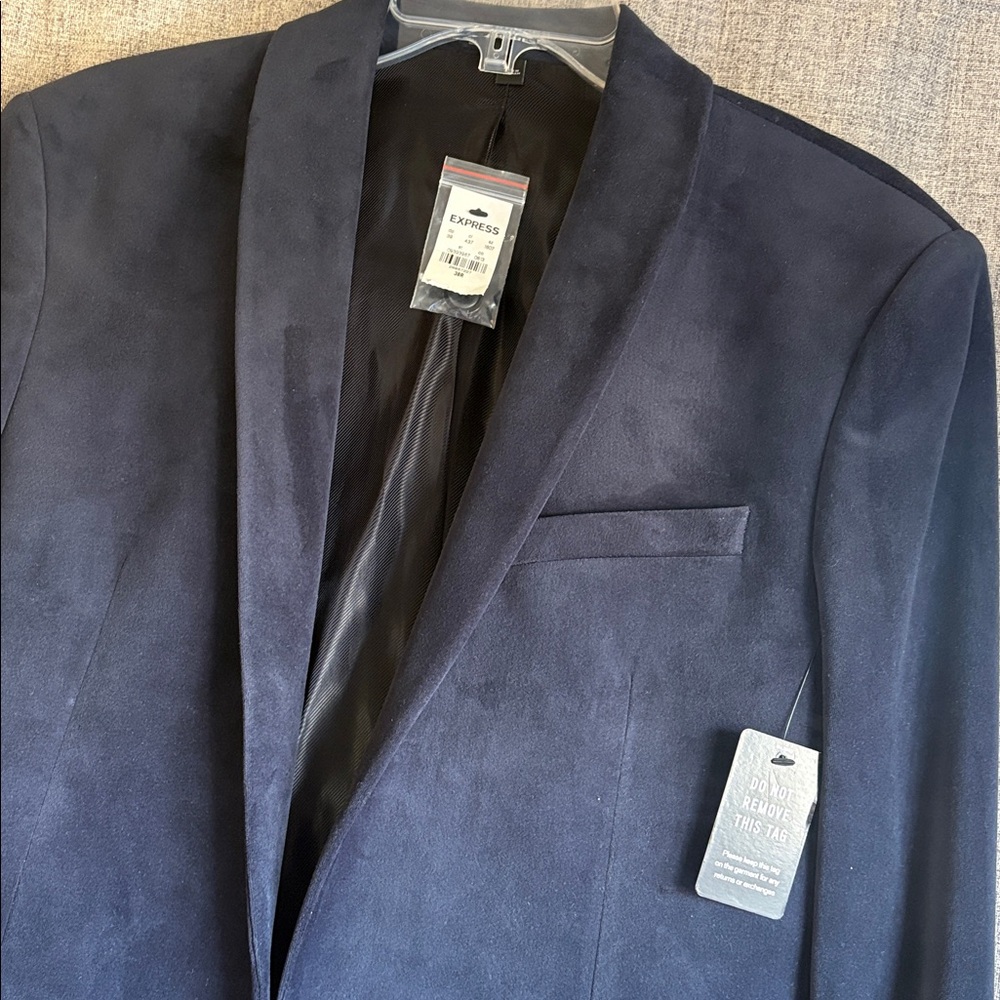 NWT New Men's Express Navy Velvet Slim Fit Suit Jacket - Picture 2 of 6